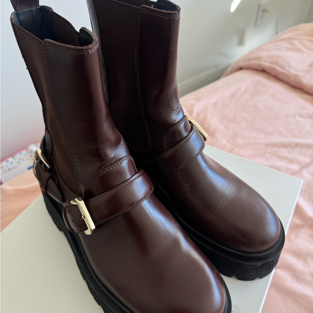 Sandro Leather Ankle Boots - Picture 3 of 7